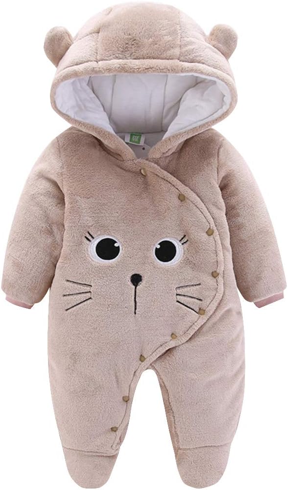 JiAmy Baby Overalls Baby Romper Flannel Winter Romper Playsuit with Feet Hoodie...