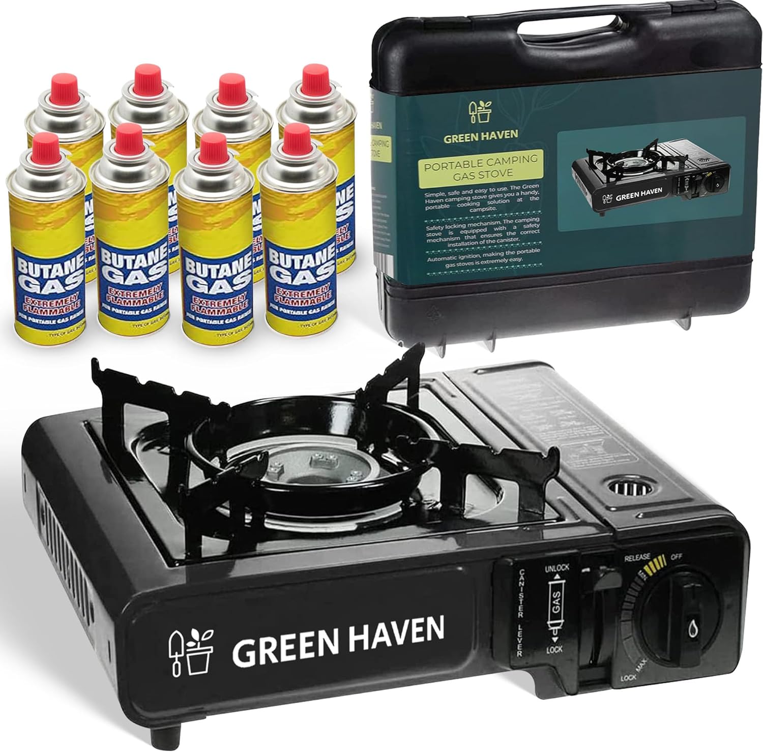 GREEN HAVEN Black Portable Camping Stove, Special Camping Gadget with Convenient...