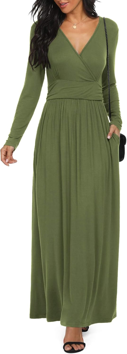 LILBETTER Women Dress, Special Long Sleeve Deep V Neck Dress, Innovative Loose P...