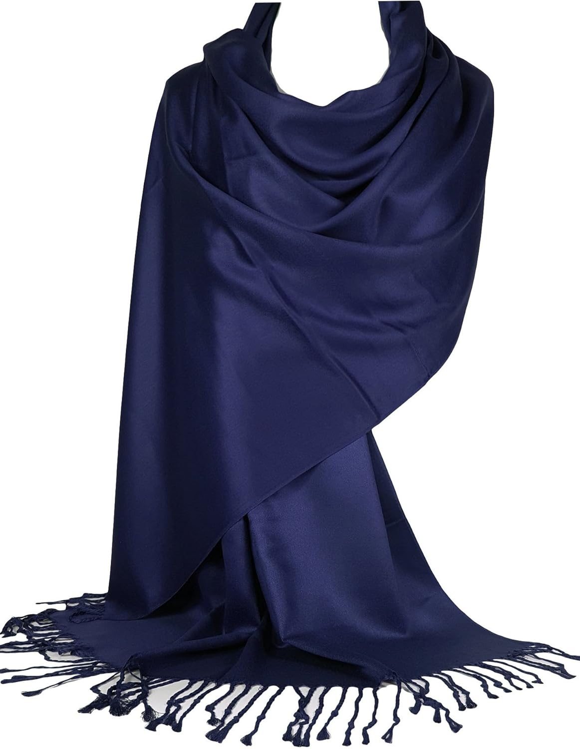 World of Shawls Super Soft Pashmina Shawl Scarf Wrap Dark Navy Blue