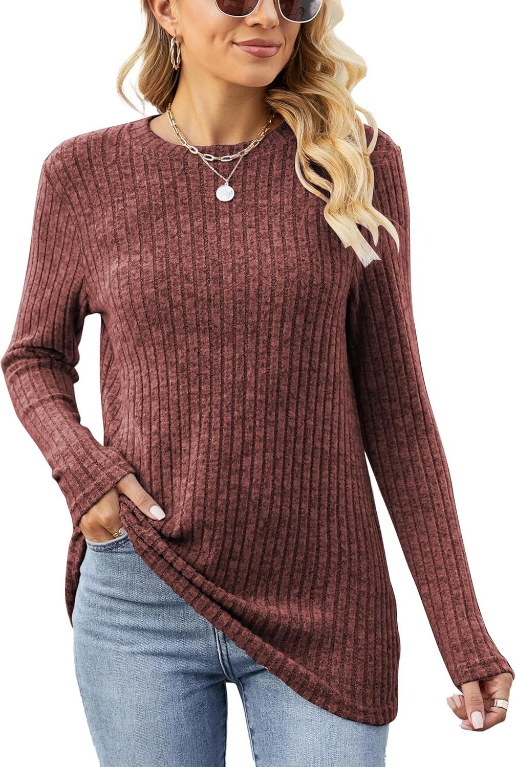 Famulily Women's Tops, Special Long Sleeve Tops for Casual Wear, Innovative Roun...