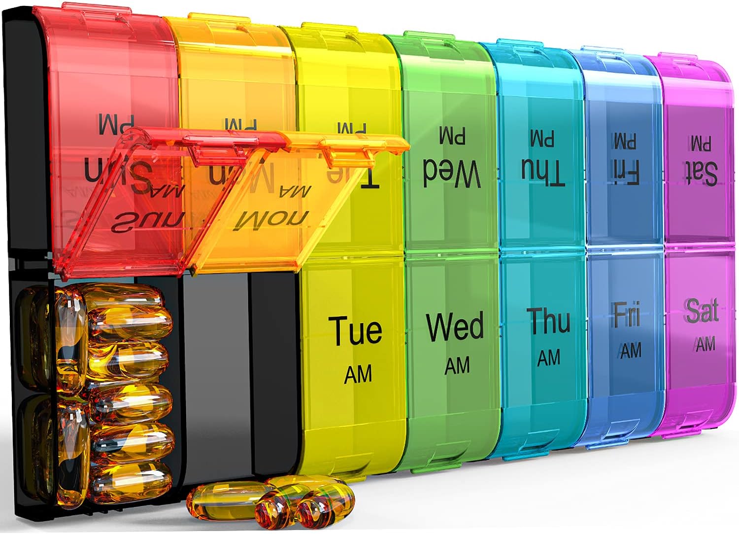 Extra Large Pill Organizer 2 Times a Day, Weekly XL AM PM Pill Case, 7 Day Pill...