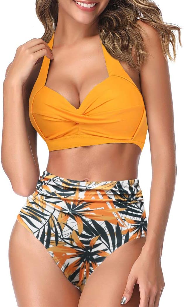 AOQUSSQOA Women Swimsuit, Special Two Piece Tankini Swimsuit with High Waist Hal...