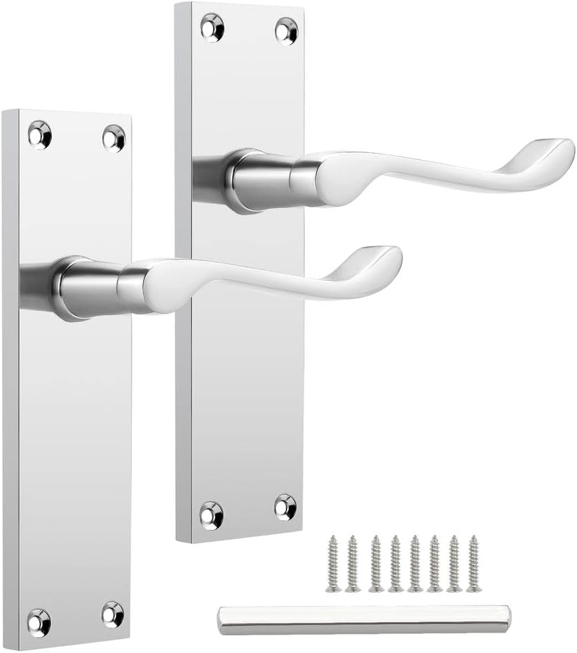 Probrico Chrome Internal Door Handle on Backplate 154mm×40mm, Interior Door Leve...