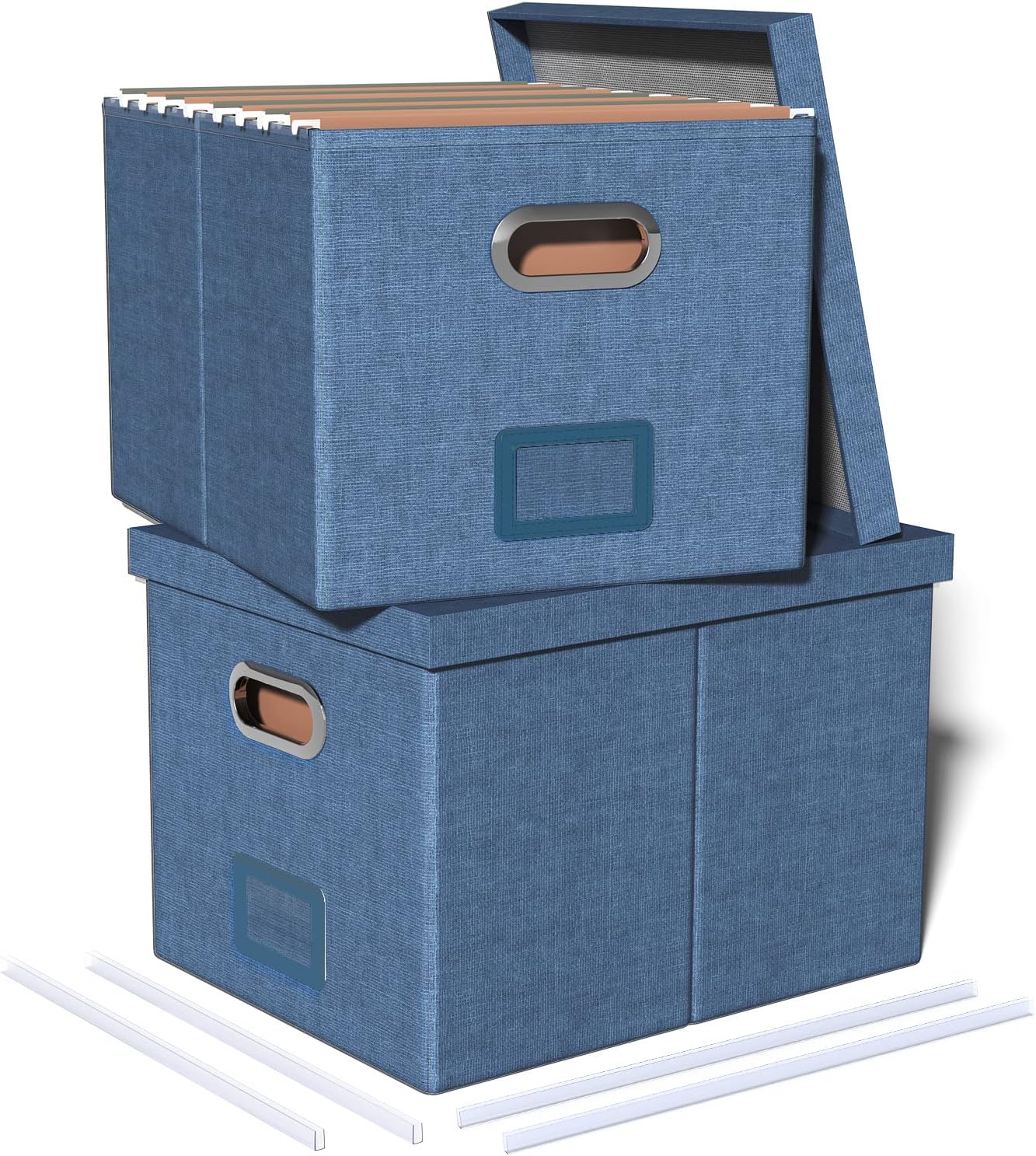 2 Pack File Storage Organizer Box, Special Filing Box, Portable File Box with Li...