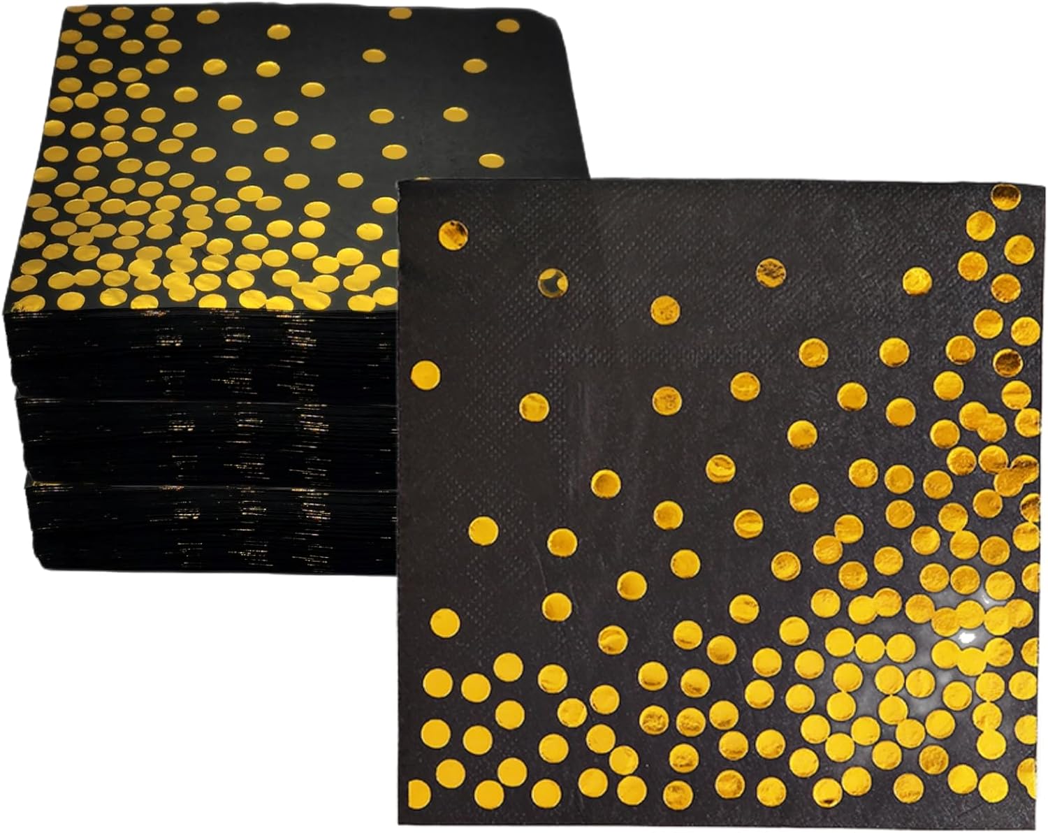 Black Gold Napkins 100 Pack, CEILIWEN Black and Gold Serviettes Napkins Black, 3...
