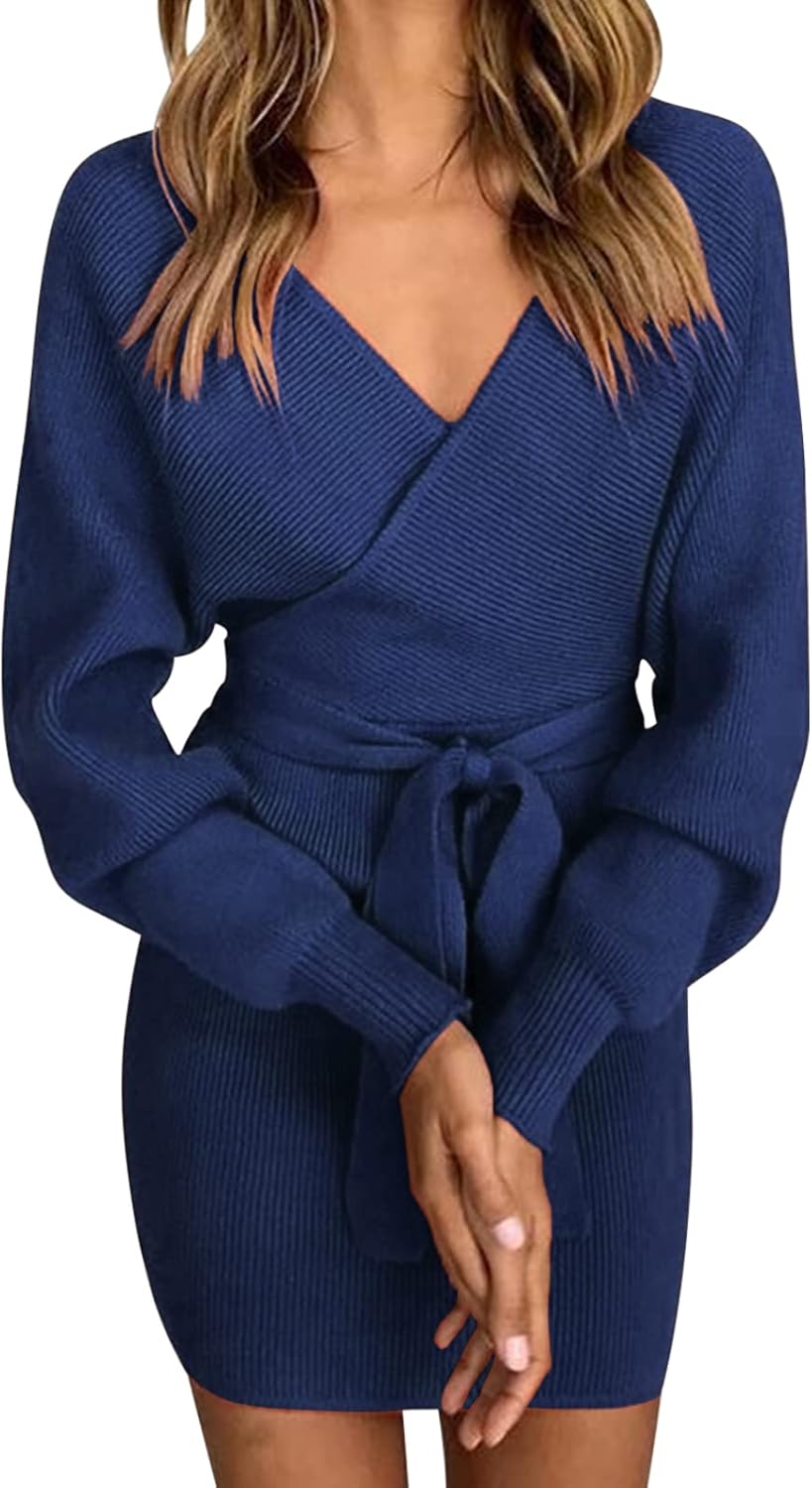 heekpek Women Jumper Dress Bodycon Dress Long Sleeve Jumper Dress Slim Fit Sweat...