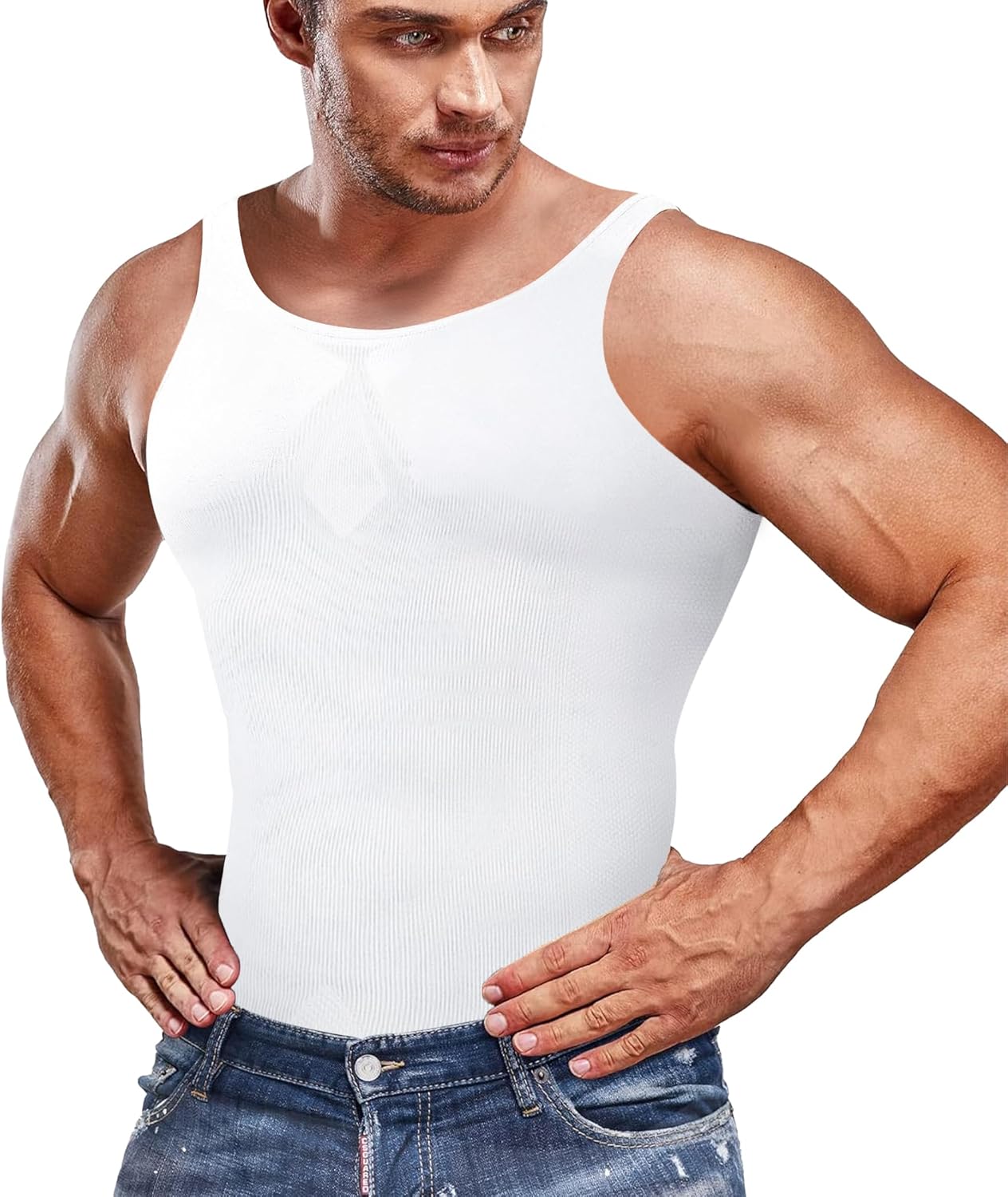 Junlan Men Compression Shirt Vest Slimming Body Shaper Seamless Undershirts Shap...