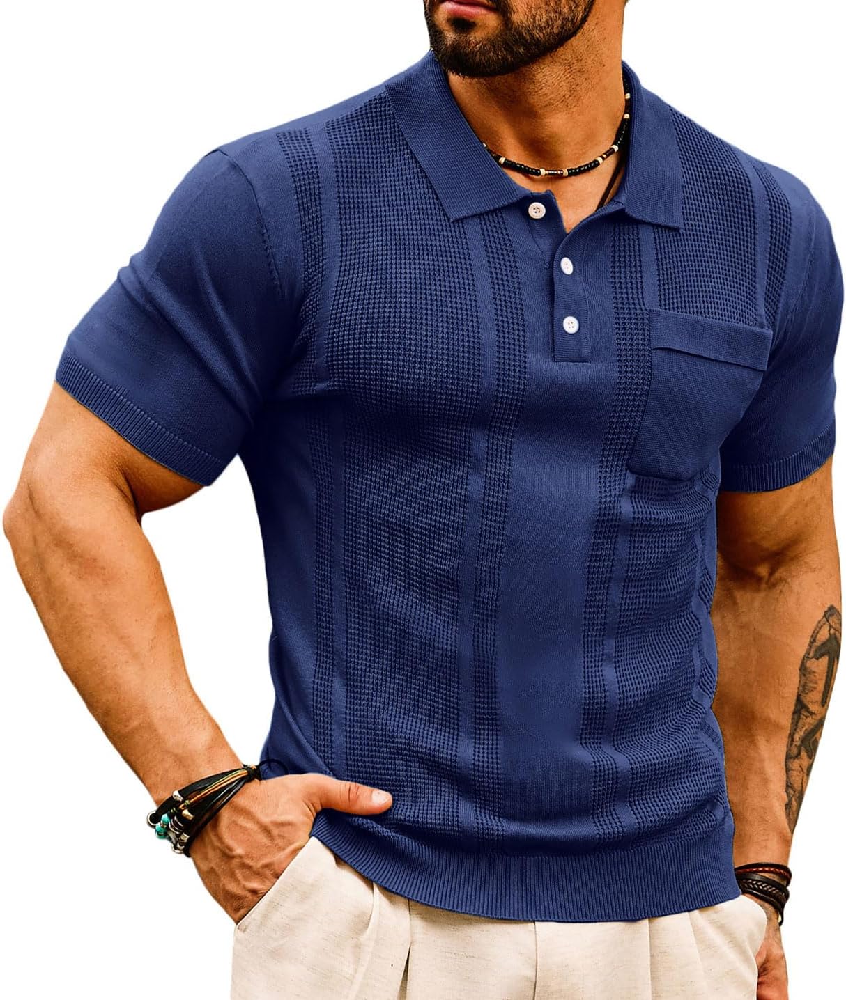 GRACE KARIN Knit Polo Shirts, Special Men's Short Sleeve Lightweight Golf Shirts...