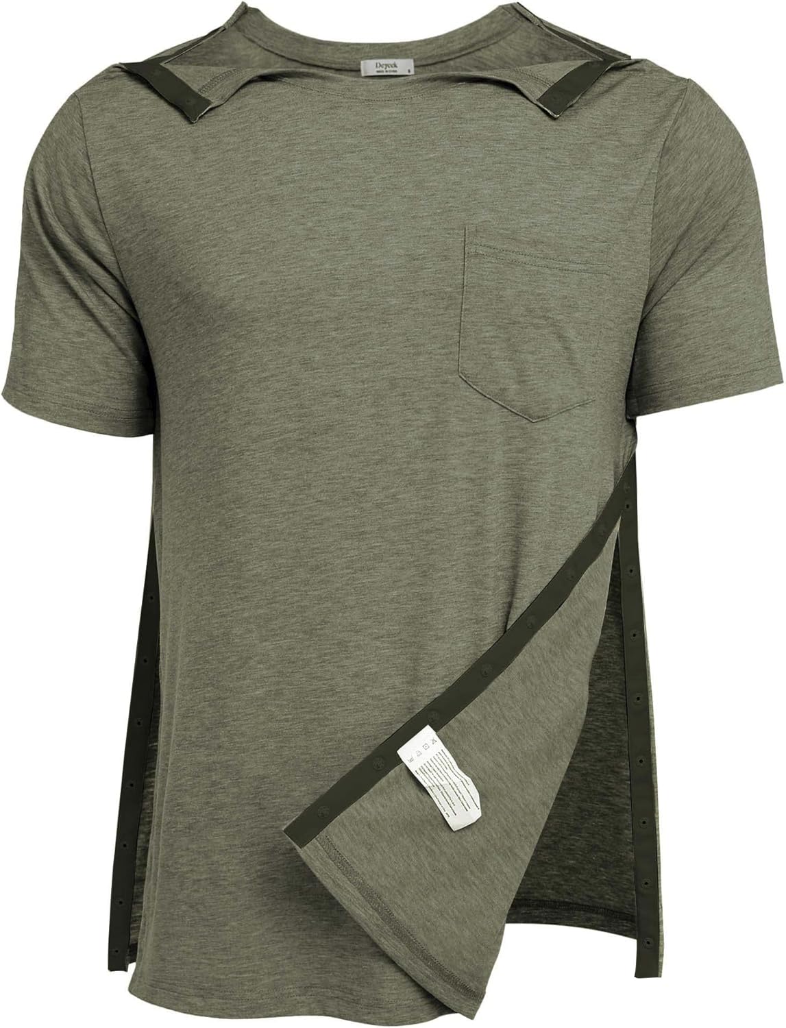 Deyeek Men's Post Surgery Shirts, Special Recovery Clothing Full Open Side Snap,...