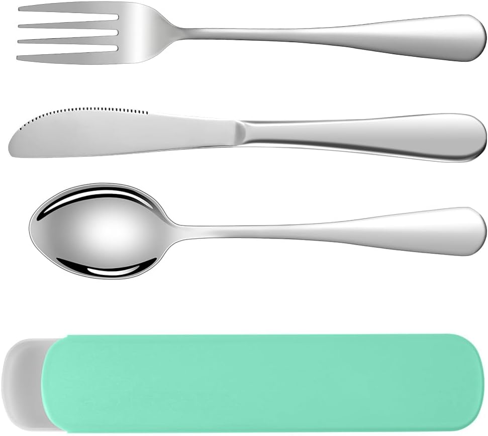HOTUT Travel Cutlery Set, 3 PCS Cutlery Set with Portable Pouch Case, Reusable C...