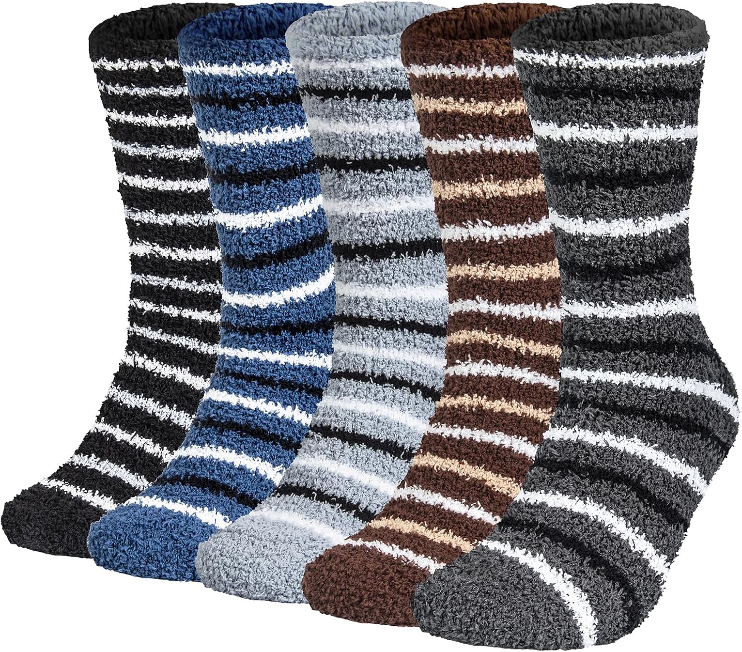 Chalier Cozy 5 Pairs Mens Fluffy Slipper Socks, Special Thermal Comfy Socks, Hig...