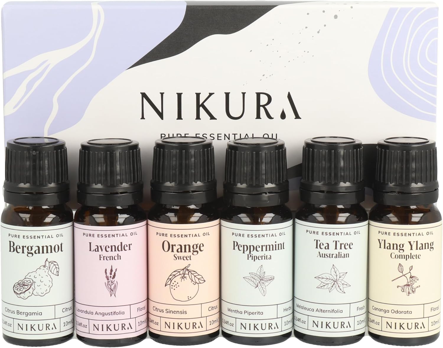 Nikura Best Sellers Essential Oil Gift Set - 6 x 10ml | Essential Oils for Diffu...