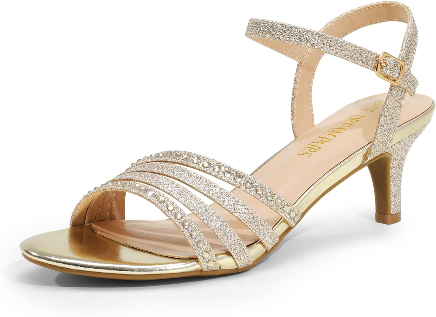 DREAM PAIRS Women's Low Kitten Heels, Comfortable Strappy Heels for Daily Casual...