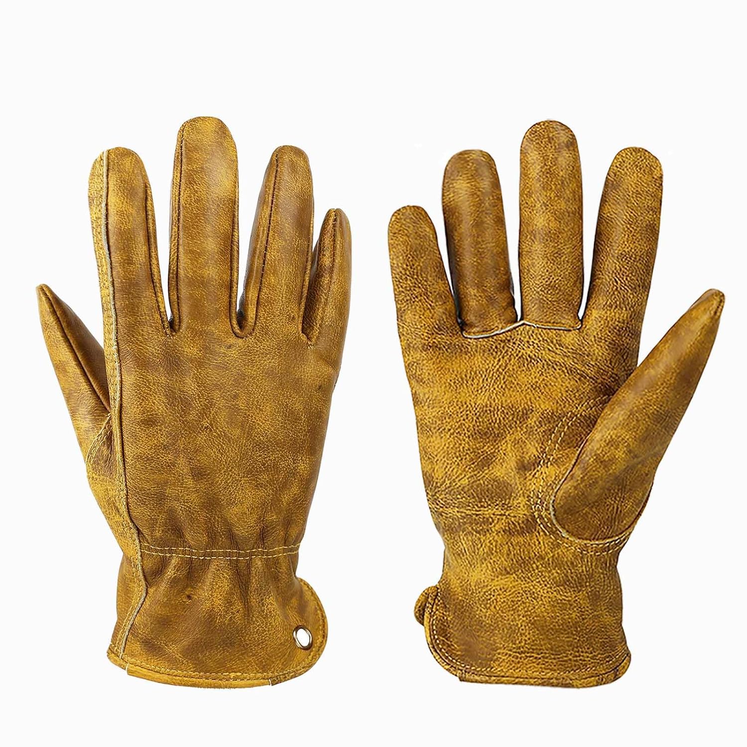 OLSON DEEPAK Mens Cowhide Leather Work Gloves Large,Oiled Leather Gardening Glov...