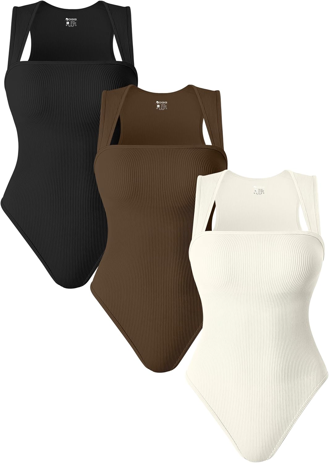 OQQ Bodysuits, Special 3 Piece Bodysuits For Women, Sexy Stretch Ribbed Strappy...