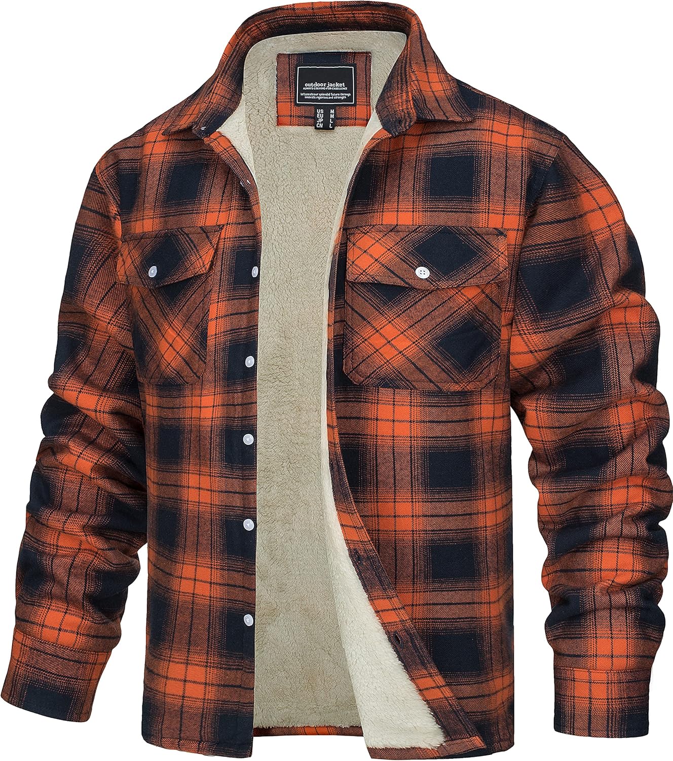 TACVASEN Men's Jackets, Special Fleece Checked Shirt Jacket, Innovative Flannel...