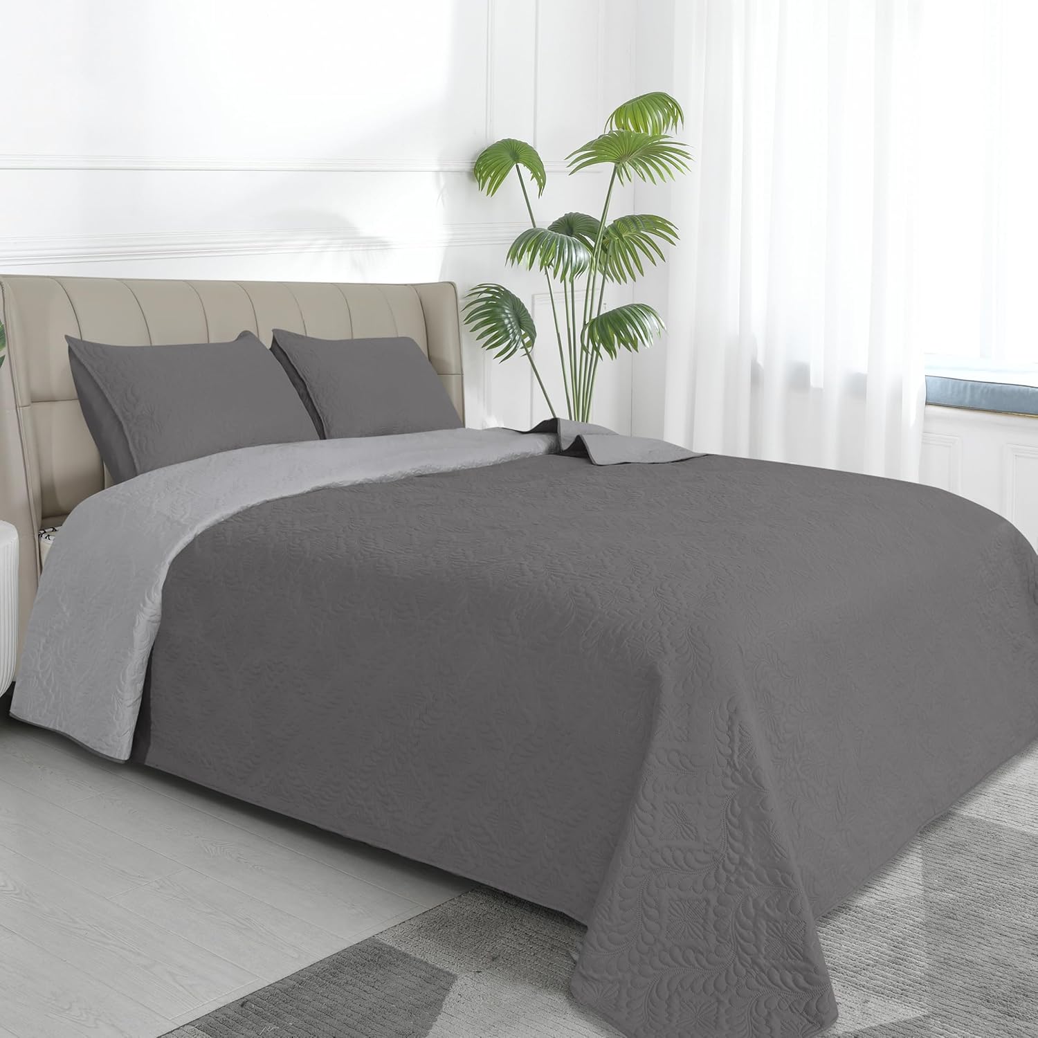 Easy-Going Full/Queen Size Reversible Quilt Set, Special Soft Bed Quilt Cover, U...