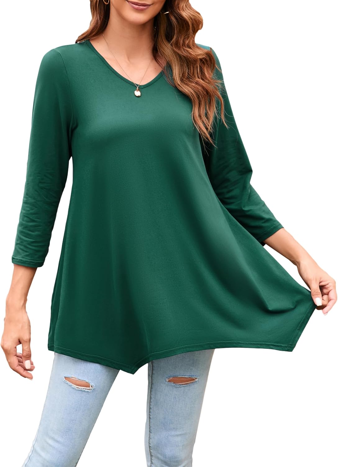 Enmain Womens Tunic Tops, Special Ladies V Neck Long Top with 3/4 Sleeve, Innova...