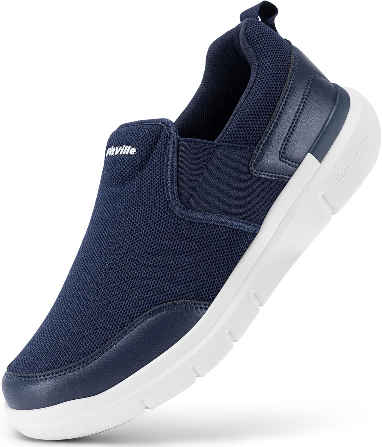FitVille Men's Extra Wide Slip On Trainers, Special Comfortable Breathable Casua...