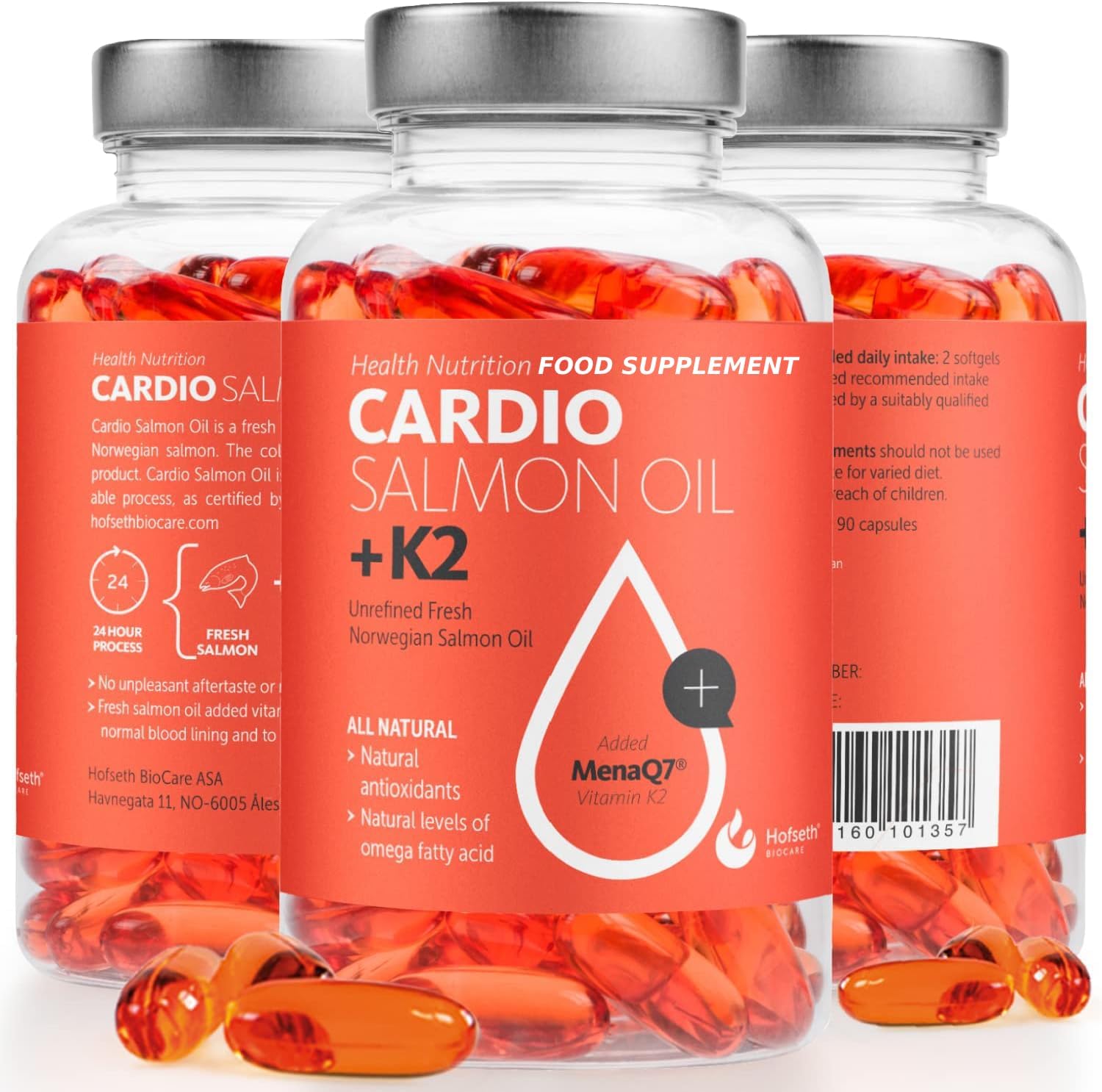 Cardio Omega 3, High-Strength Fish Oil with Vitamin K2-1000mg, Special Norwegian...
