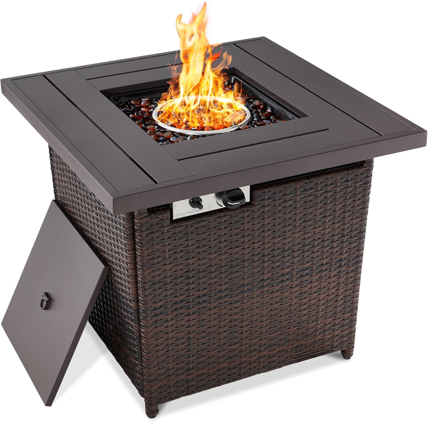 Choice Products Gas Fire Pit Table, Special Outdoor Wicker Patio Firepit for 50,...