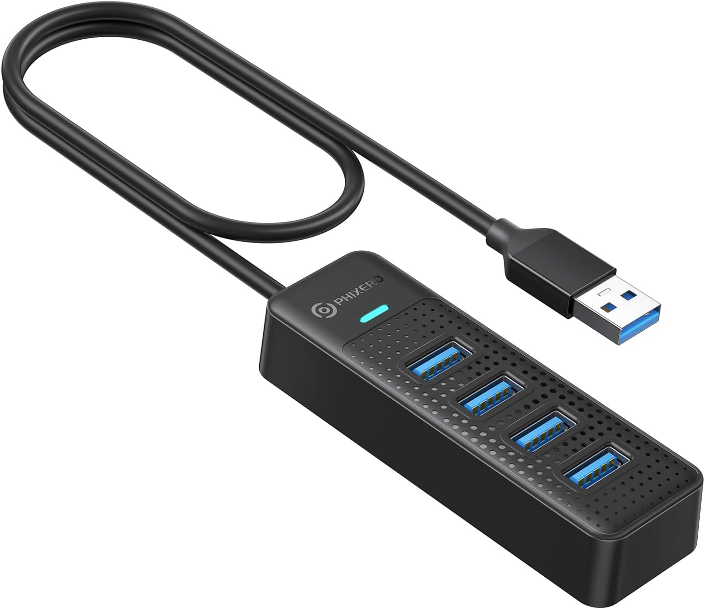 PHIXERO USB Hub, 1.6FT Extend Long Cable 4 Port USB 3.0 Hub Multi USB Port Expan...
