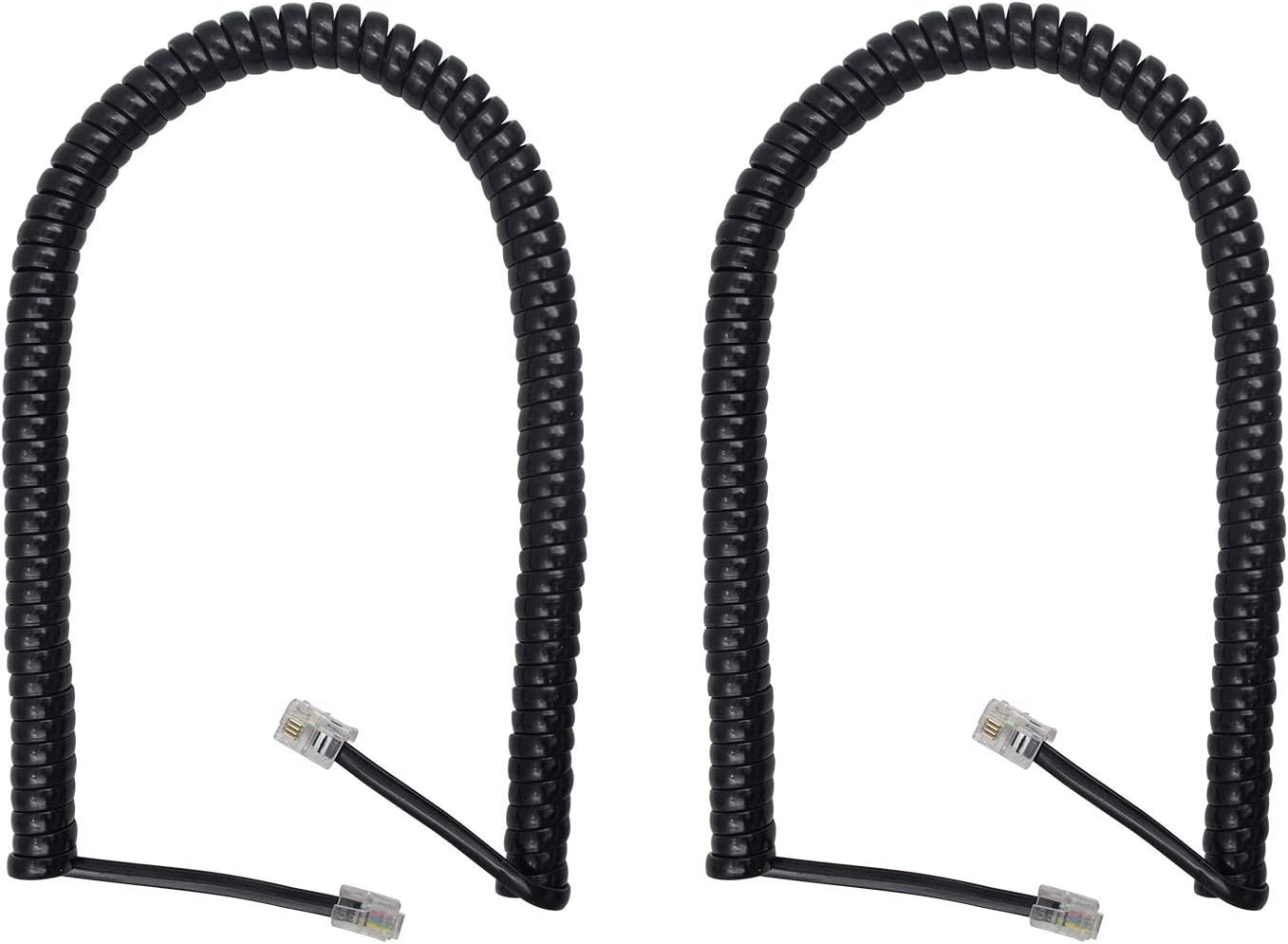 Duttek Telephone Cord Cable Black Coiled Telephone...
