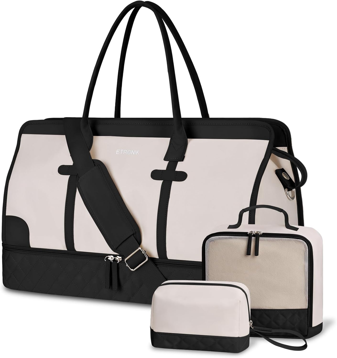 ETRONIK Weekend Overnight Bag for Women, Large Travel Duffle Bag with Shoe Compa...