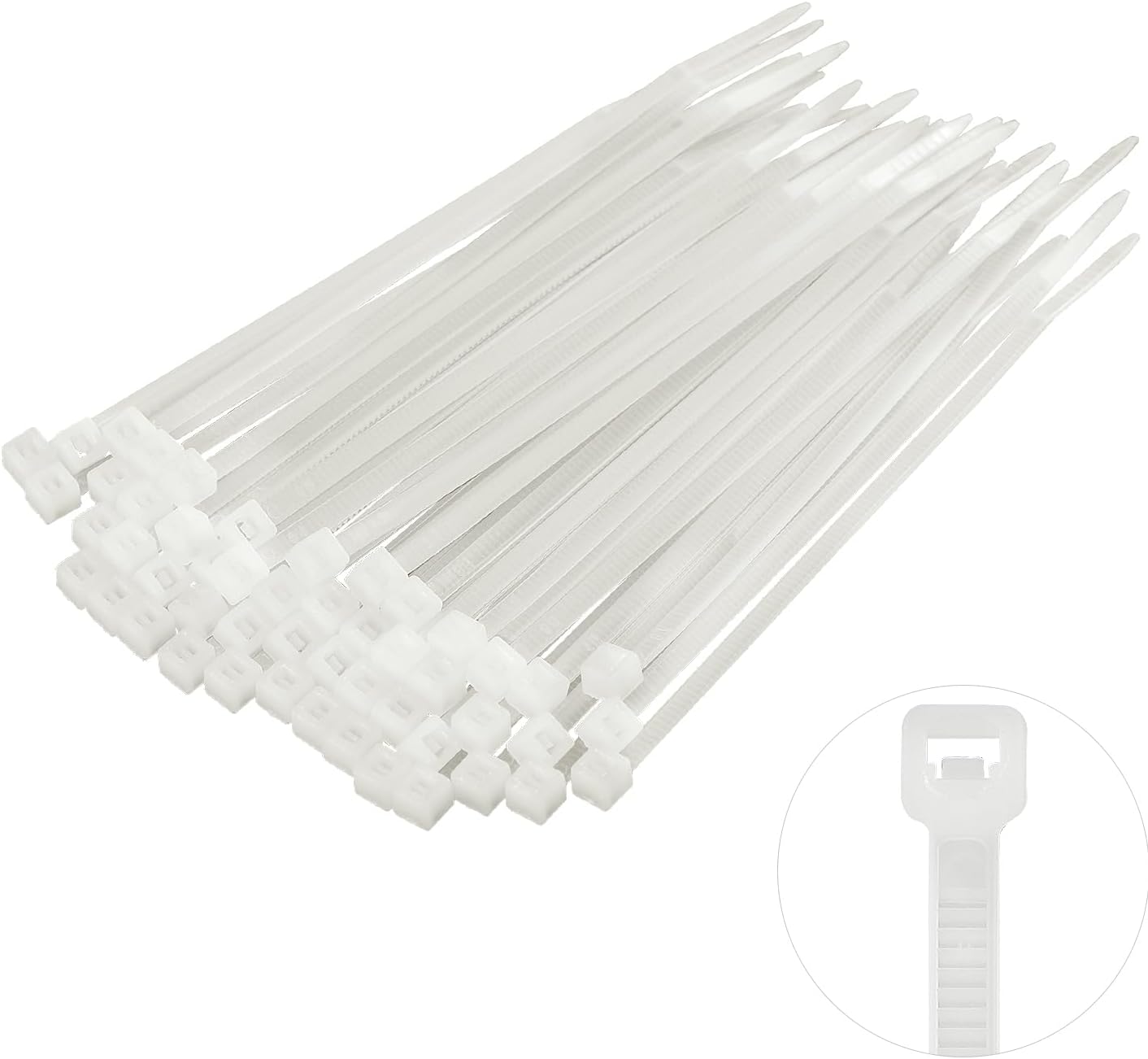 MEKEET 100pcs White Cable Ties, Special Small Zip Ties for Durable Cable Managem...