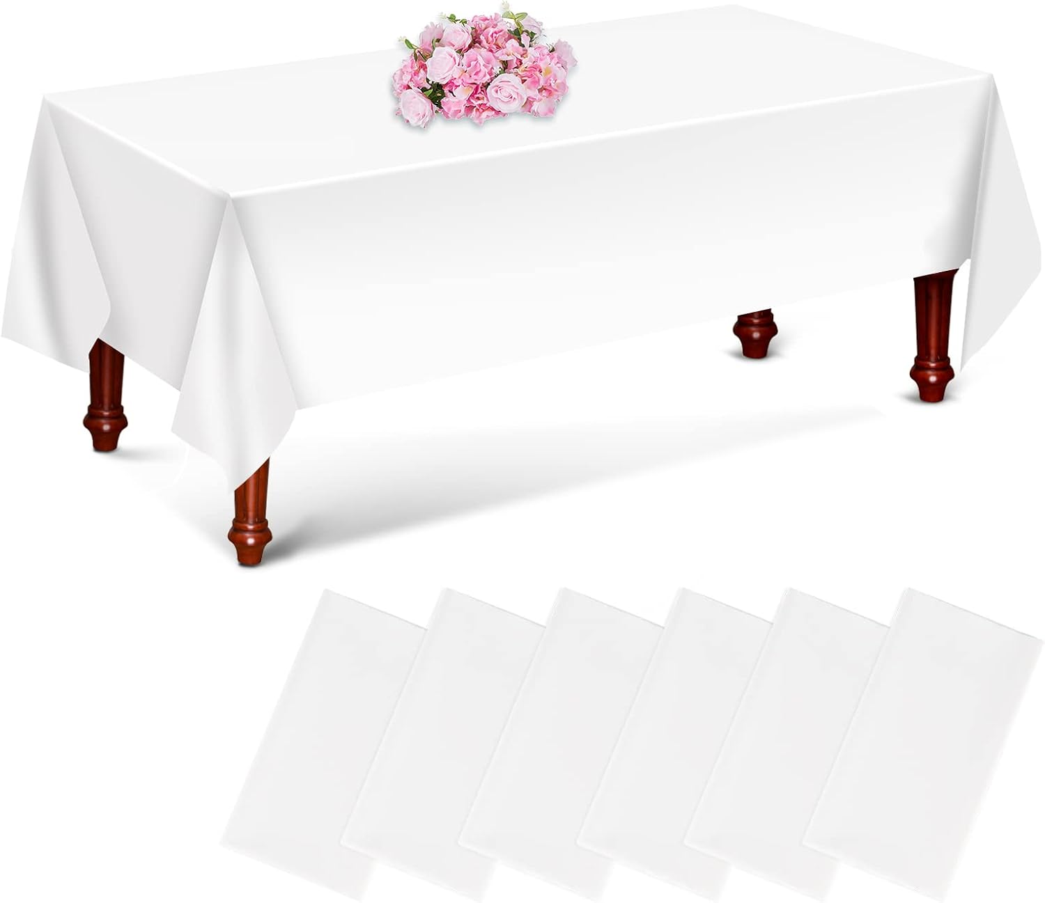 Yilakla New Upgrade White Table Cloth Party 6 Pack,137 x 274cm Plastic Birthday...