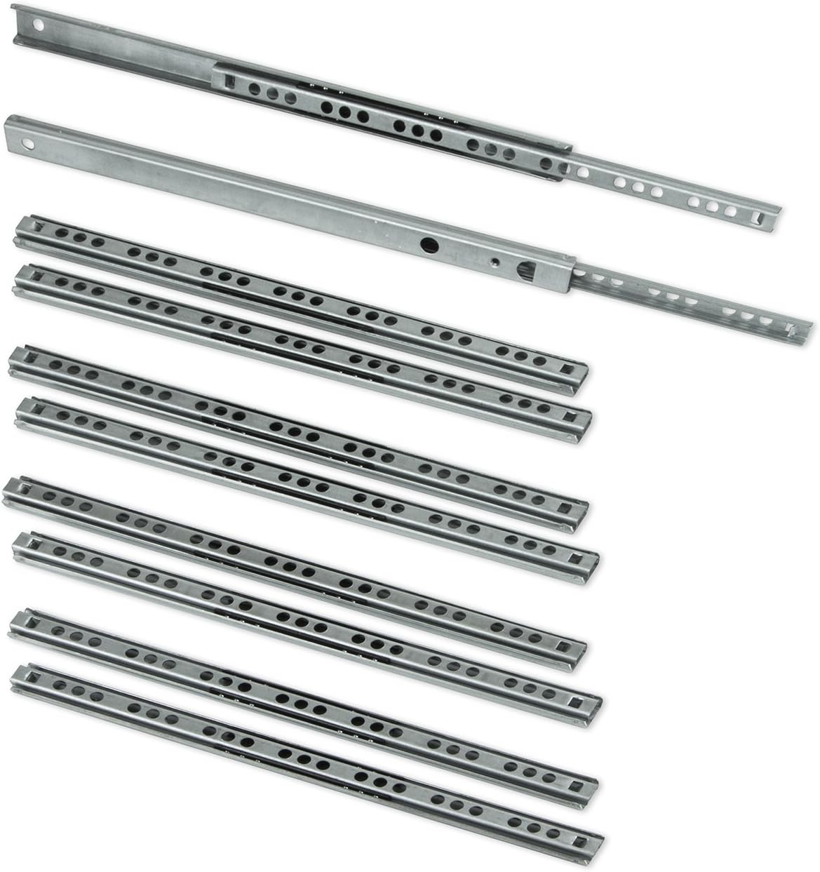 Emuca - Set of 5 pairs (10pcs) of partial extension ball bearing runners/slides...