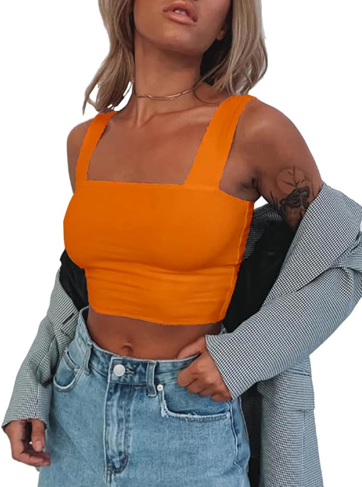 Abardsion Crop Tank Top, Special Sleeveless Skinny Tank Top, Fashionable Basic S...