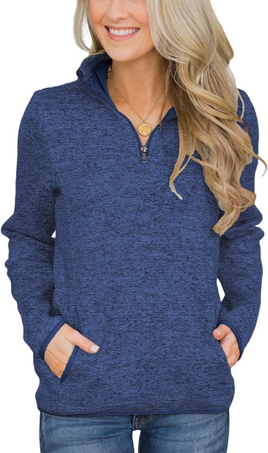 Breampot Womens Casual Long Sleeve Sweatshirt, Special Stand Collar Pullover Jum...
