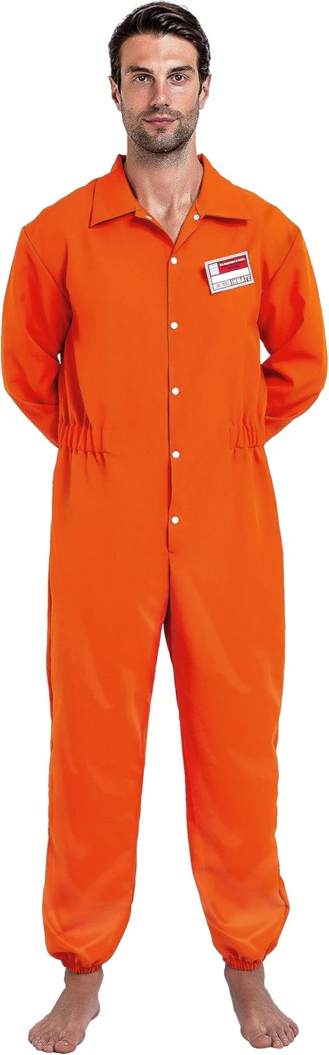 Spooktacular Creations Prisoner Jumpsuit, Unique Orange Prison Escaped Inmate Ja...