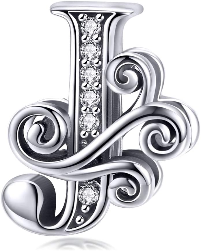 Lorrifal Initial A-Z Letters Charm, Special Sterling Silver Charm for Pandora Eu...
