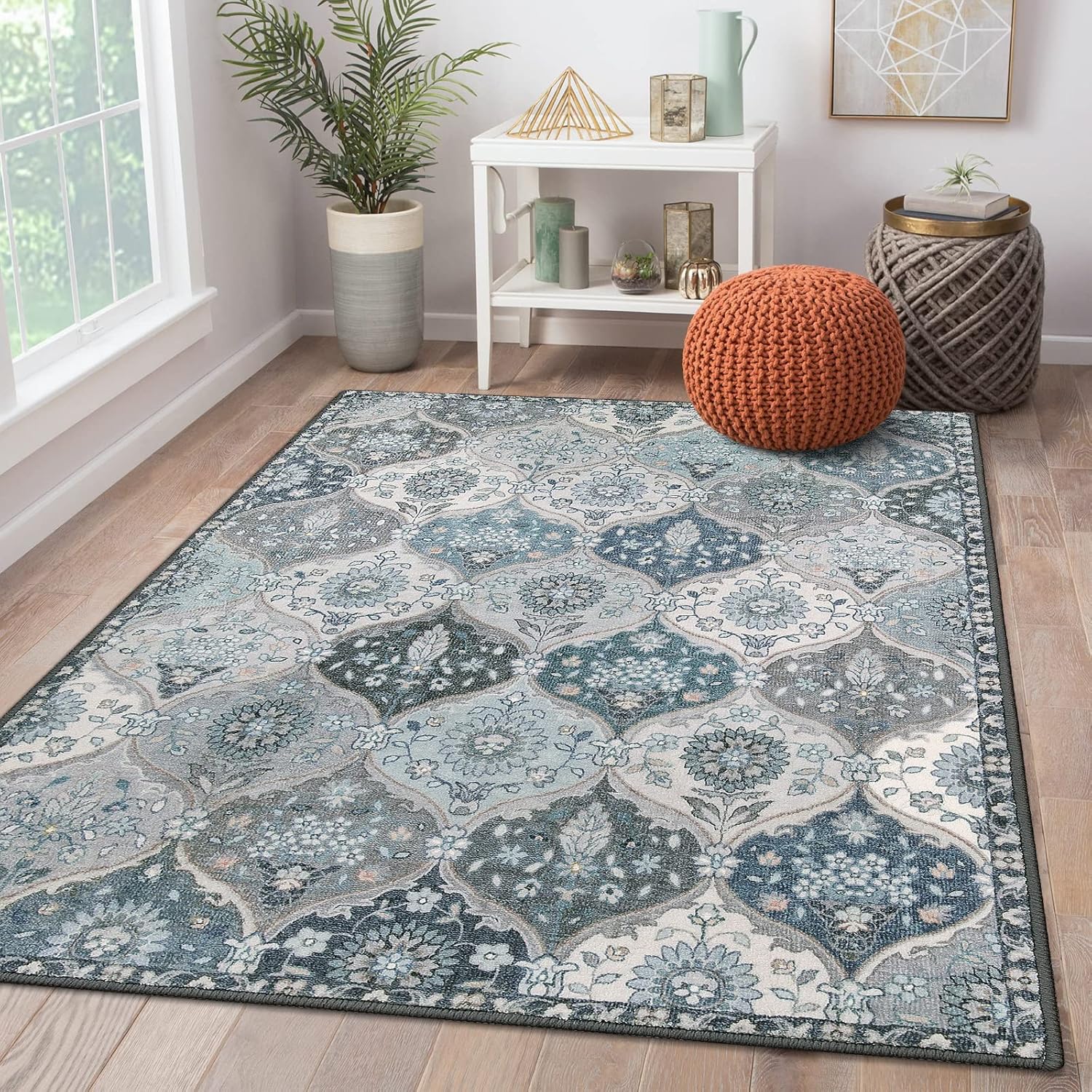 Lahome Moroccan Washable Rug 9x12, Ultra-Thin Soft Living Room Area Rug with Rub...
