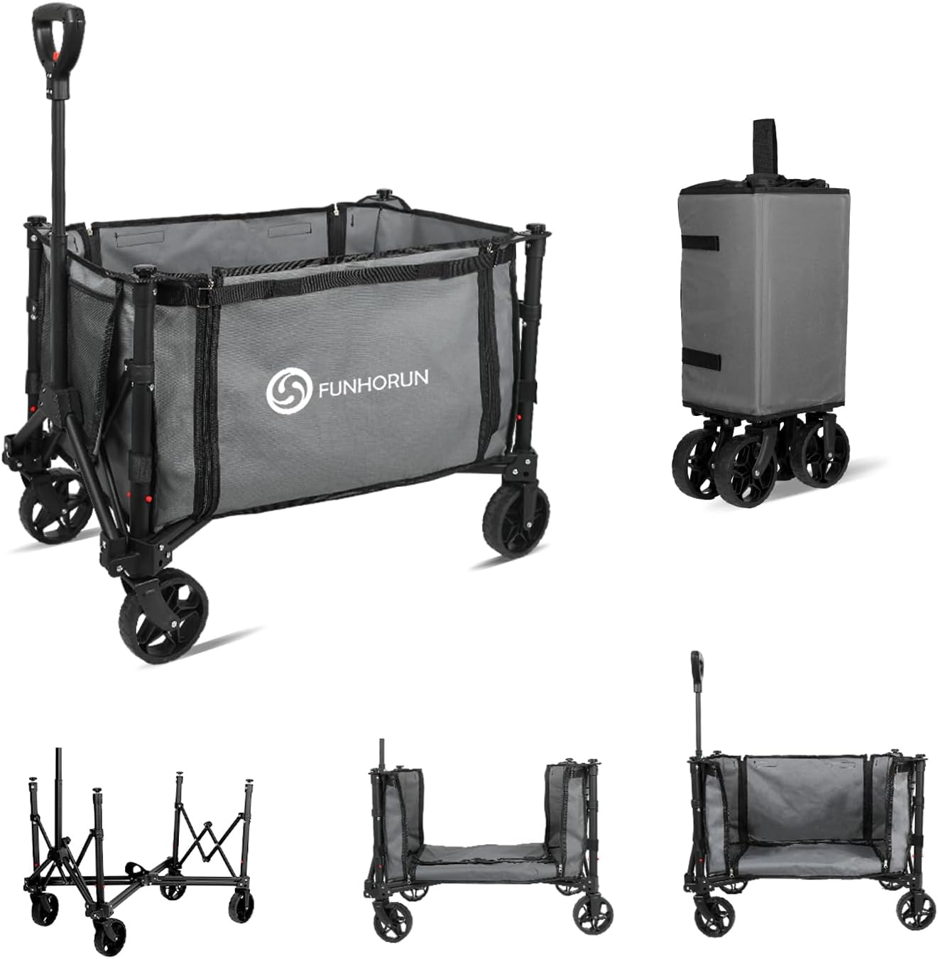 Heavy Duty Collapsible Wagon Carts, Compact Folding Utility Wagon with Versatile...