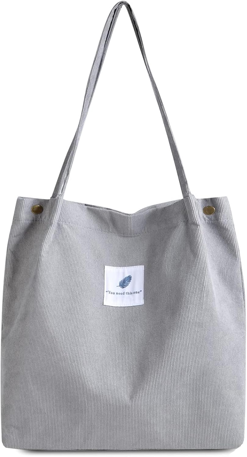 FITDON Corduroy Totes Bag, Shoulder Handbags for Women Girls Big Capacity Shoppi...