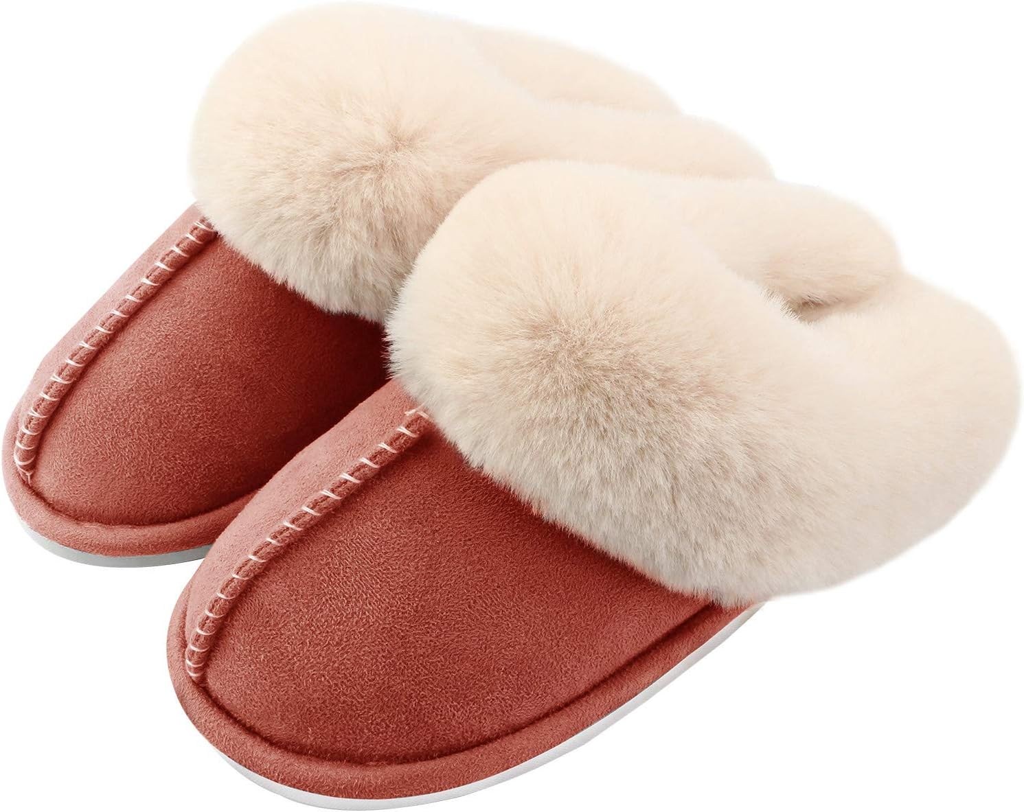 Auranso Ladies Slippers Fluffy Lined Warm Slippers Women Non Slip Cosy House Sho...
