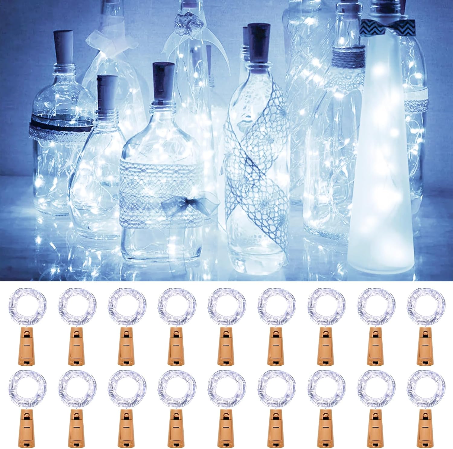 Kolpop Bottle Lights with Cork, 18 Packs New Upgrade Wine Bottle Lights Battery...