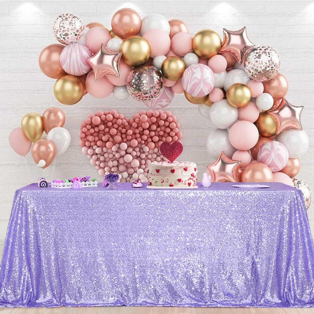 PartyDelight Sequin Tablecloth, Wedding, Sweetheart, Christmas Tree, Rectangular...