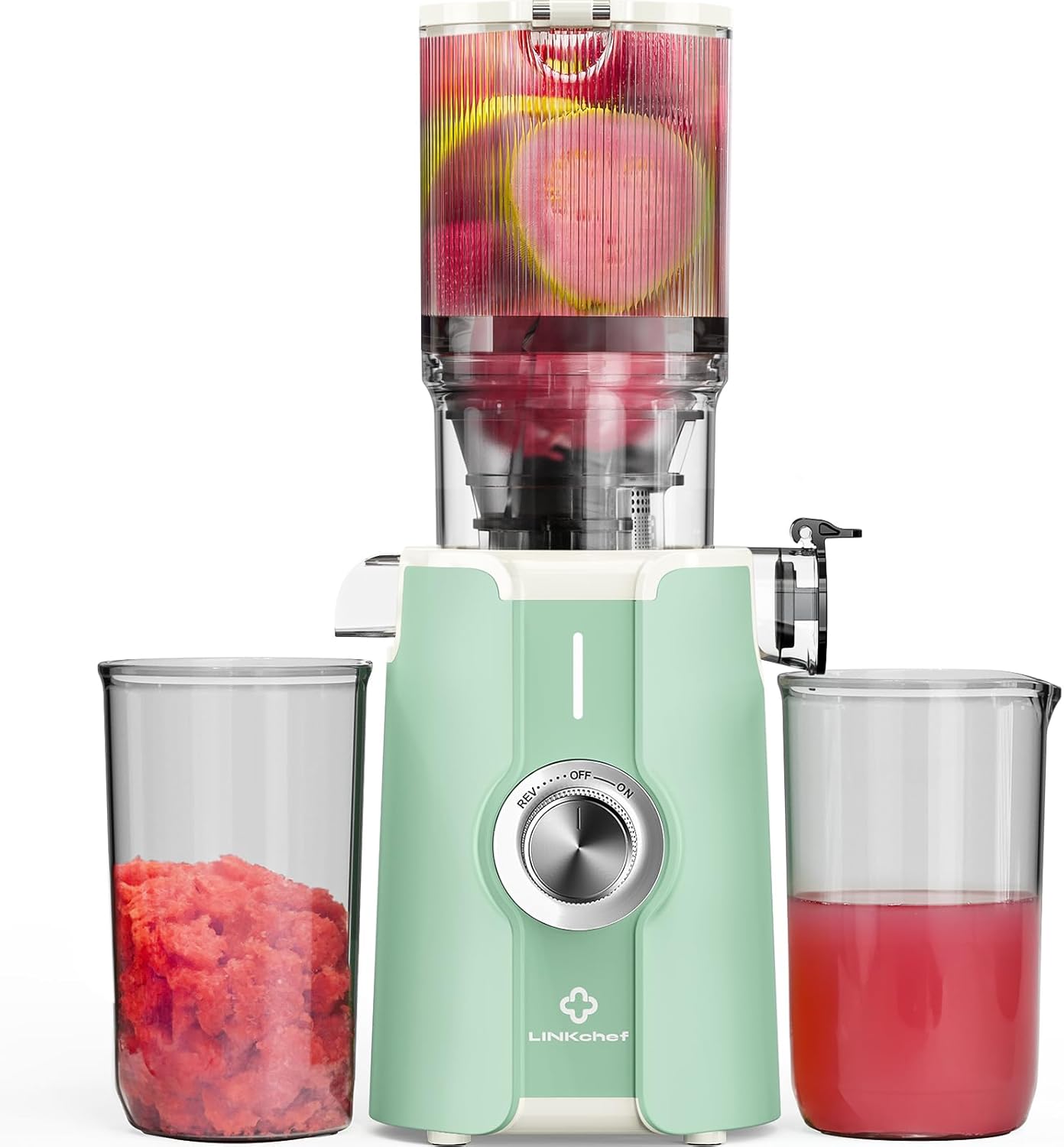 Rush Clear Cold Press Juicer, Slow Juicer Machines with No-Prep 4.35"Feed Chute...