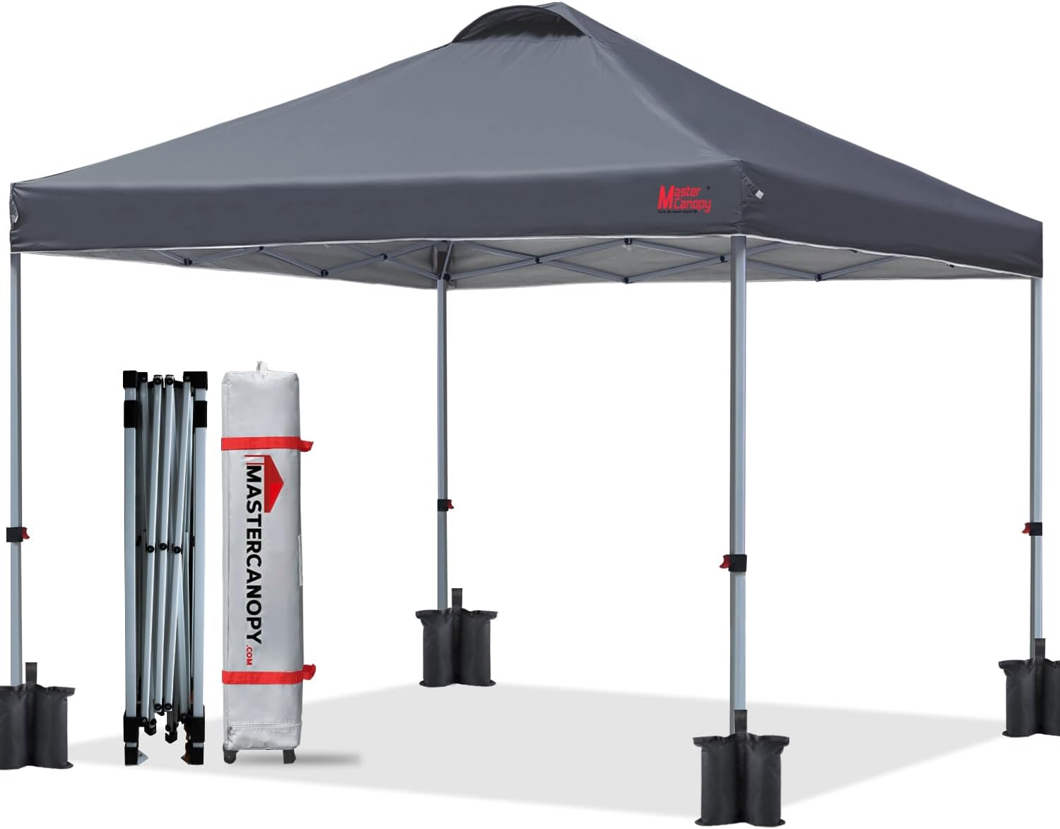 MASTERCANOPY Durable Pop-up Canopy Tent with Roller Bag (10x10, Dark Gray) 10x10...