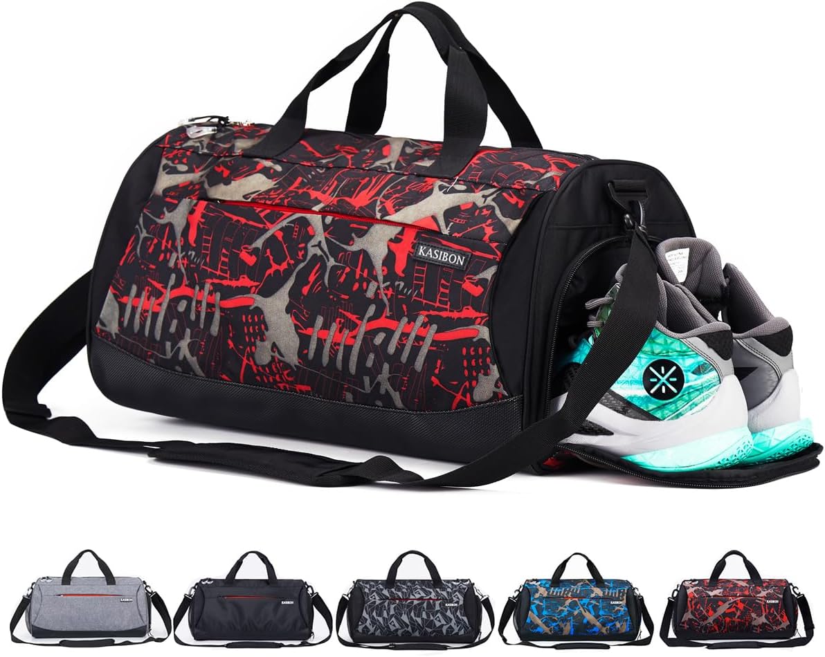 Sports Gym Bag with Shoes Compartment and Wet Pocket, Travel Duffle Bag for Men...