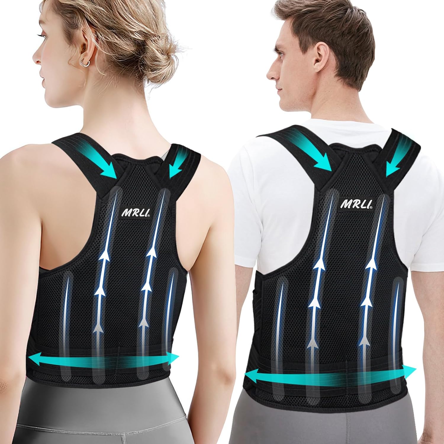 Back Support Brace Posture Corrector: Adjustable Shoulder Lumbar Belt For Women...