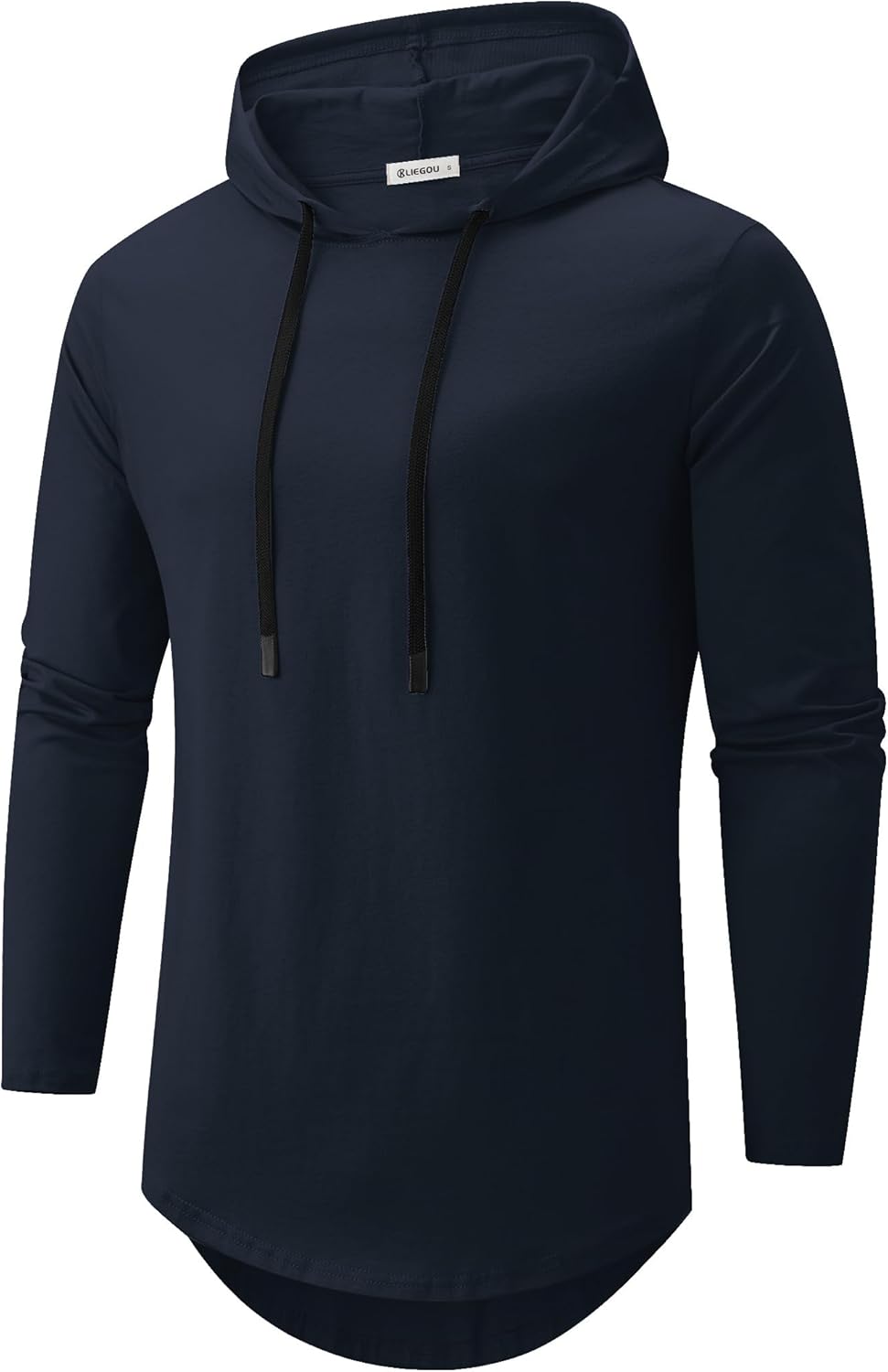 KLIEGOU Mens 100 Cotton Hipster Hip Hop Longline Hoodie T-Shirt Pre - Shrunk S-X...