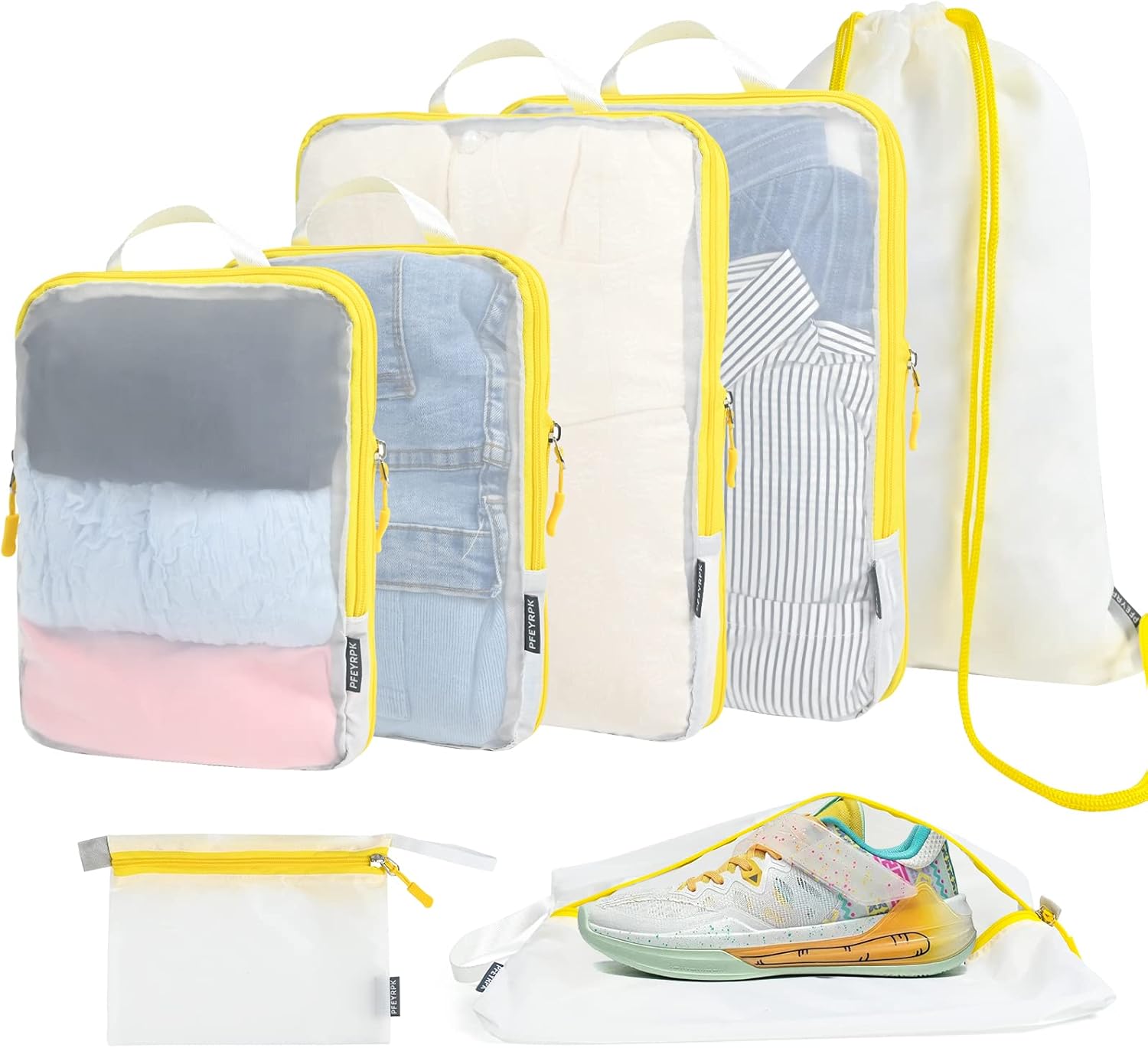 Lightweight Compression Packing Cubes for Suitcases, Compressible Expandable Tra...