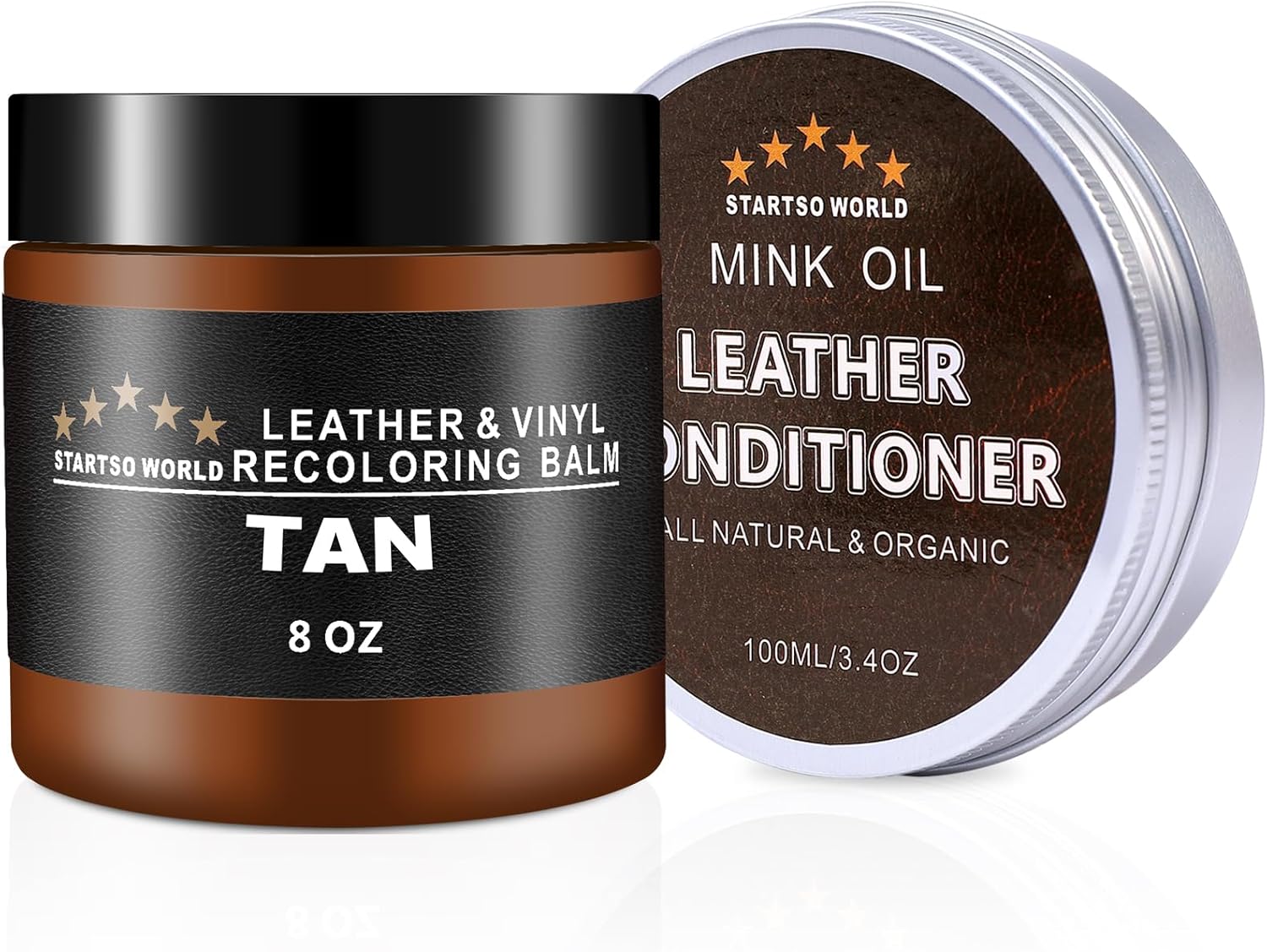 STARTSO WORLD Leather Recolouring Balm with Leather Condition, Tan Leather Repai...