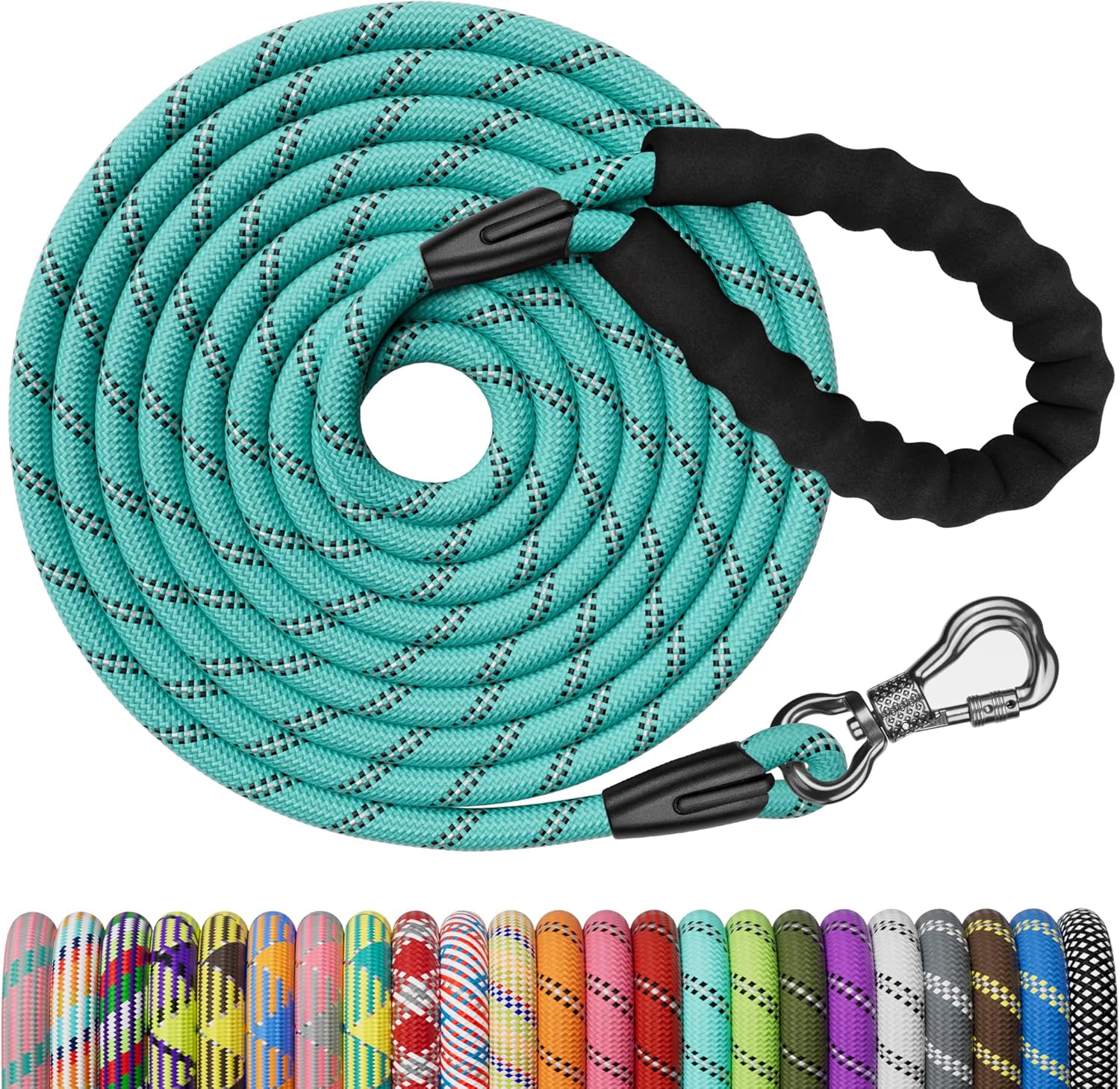 NTR 15FT Training Leash for Dog,Reflective Nylon Rope Leash with Swivel Lockable...